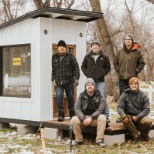 Research and Development team members with our Lindenwood Lights holiday display 