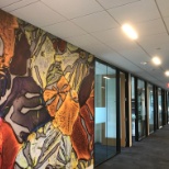 Each floor has a colorful theme and conference rooms named for math and science